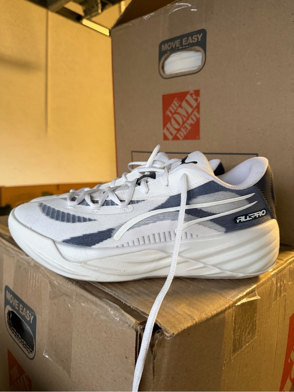 Puma All-Pro Nitro Men's Athletic Shoes - White & Navy